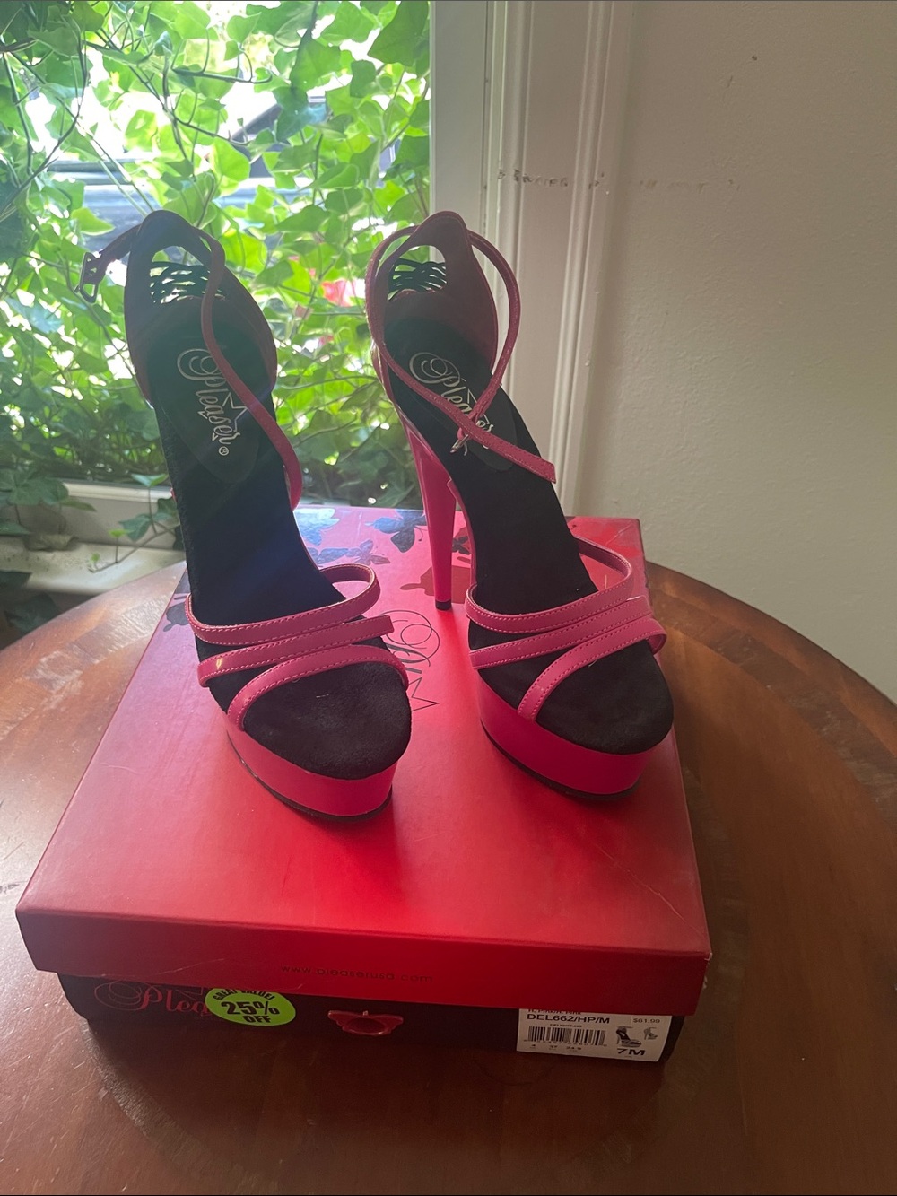 Pleaser Hot Pink Strappy Platform Stiletto Heels